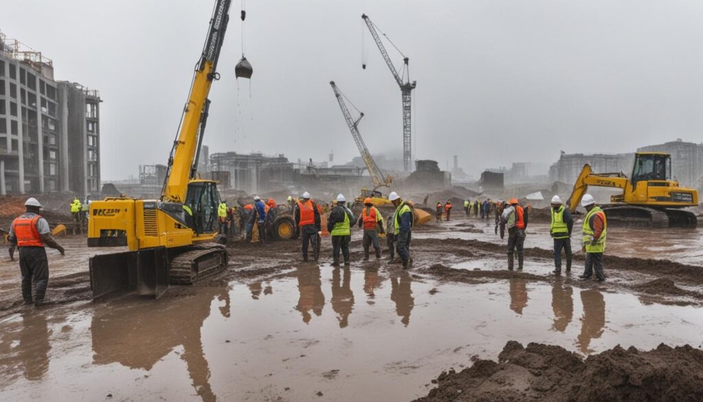 Impact de la pluie sur la construction