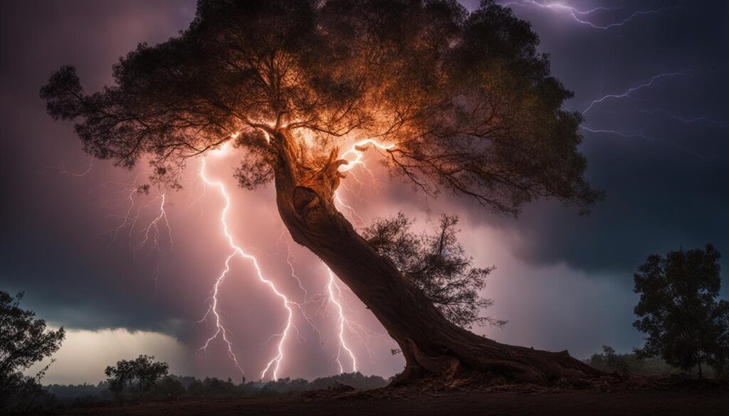 La colère des dieux symbolisée par la foudre La colère des dieux symbolisée par la foudre