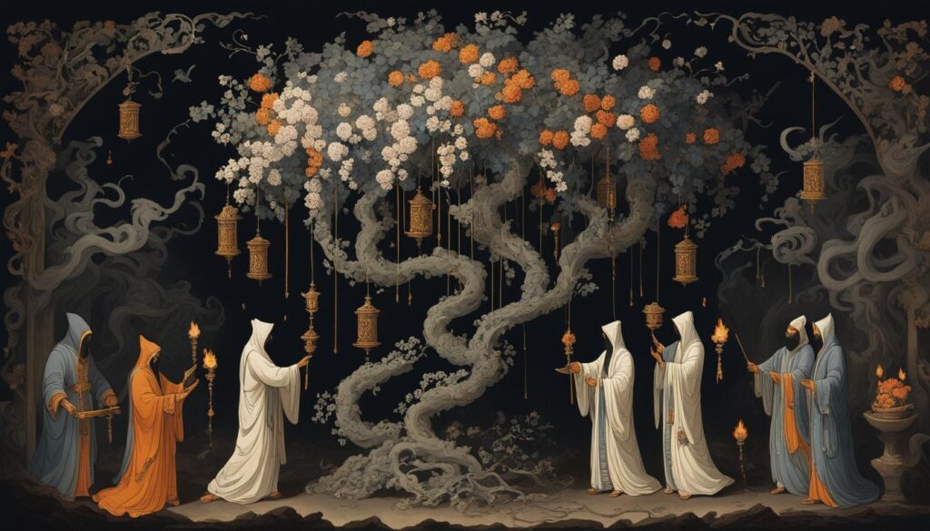 Origines de suspendre des fleurs à l'envers