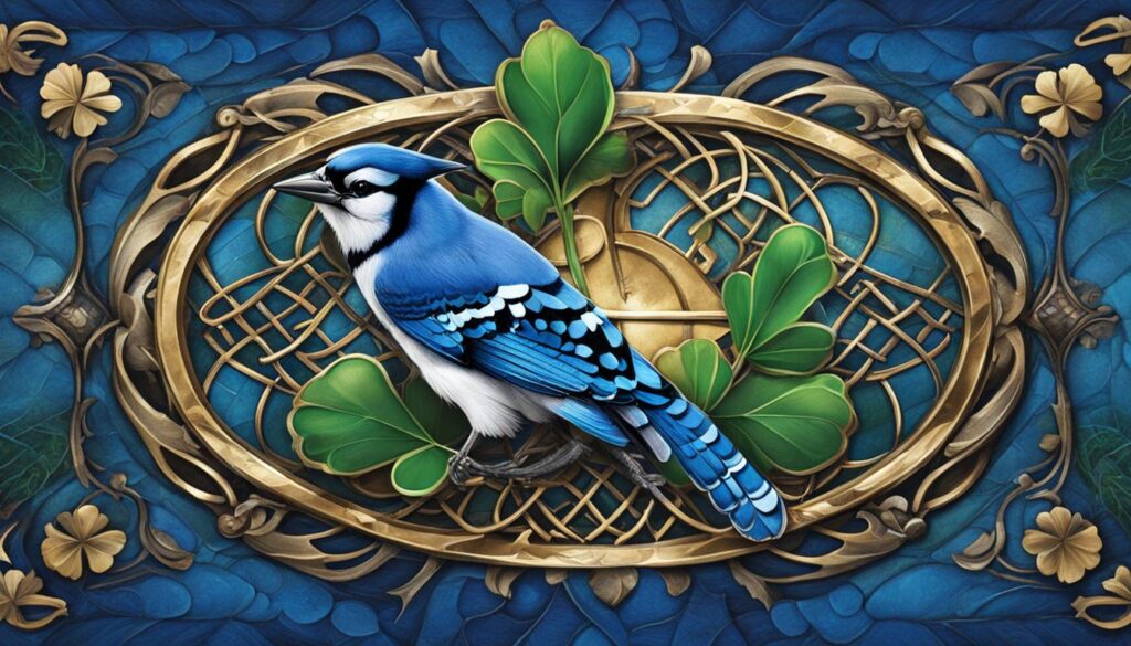 Plume de geai bleu et symboles de chance Plume de geai bleu et symboles de chance