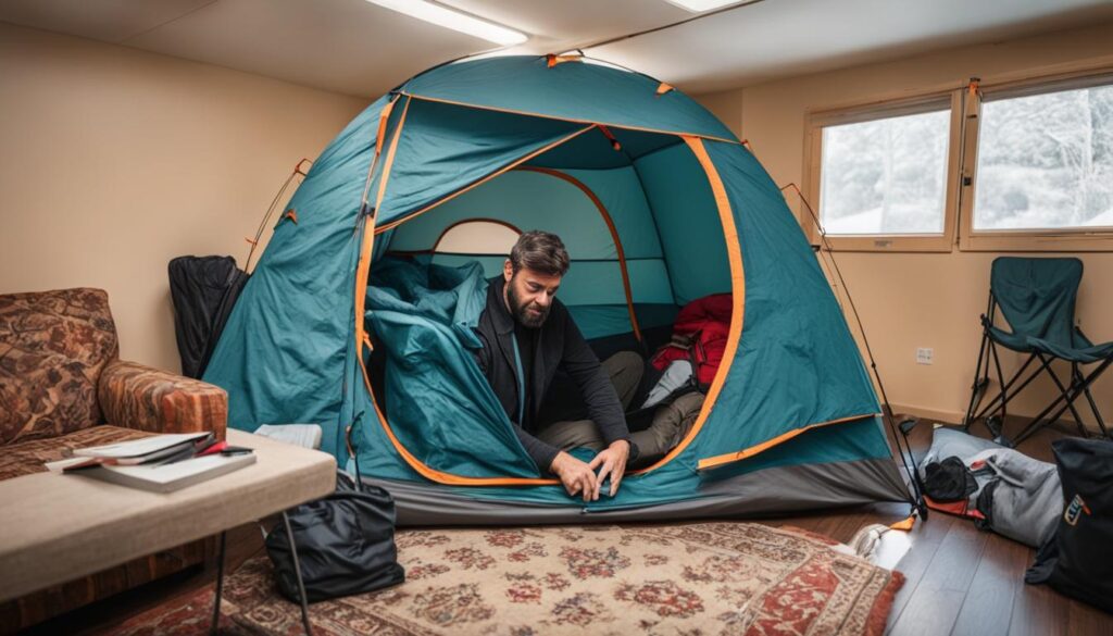 monter une tente à l'intérieur monter une tente à l'intérieur