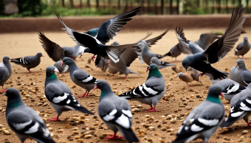 nourrir les pigeons en français
