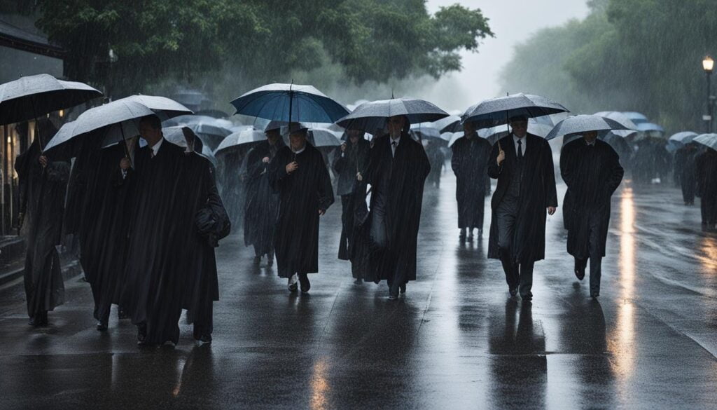 symbolisme pluie funérailles