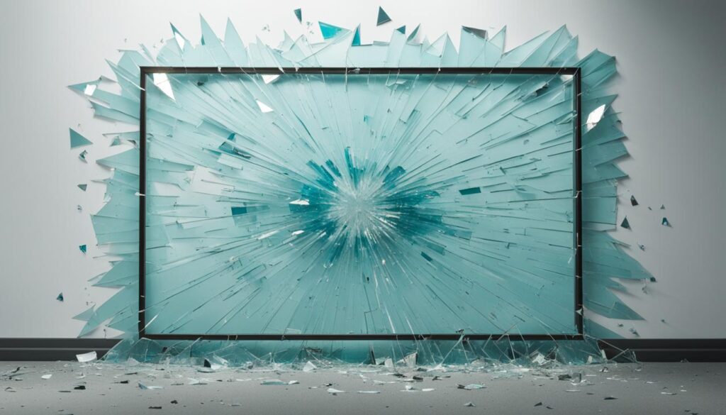 œuvre d'art qui tombe du mur