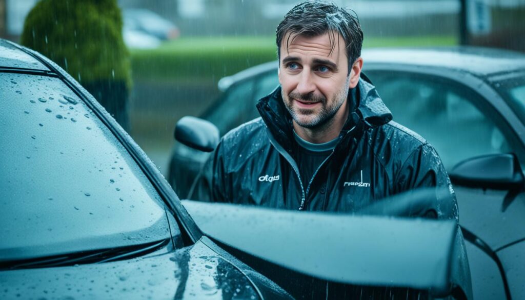 trouver sa voiture sous la pluie